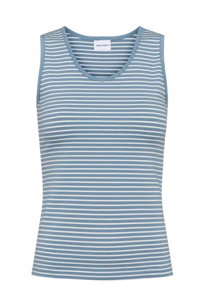 Americandreams Women's Blue / White Boline Striped Tank Top White / Light Blue In Multi