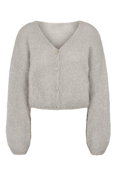 Americandreams Women's Cornelia Cropped Cardigan Light Grey