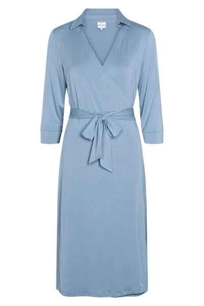 Americandreams Women's Gabe Half Sleeves Dress Midi Denim Blue