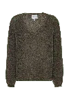 Americandreams Women's Green Silja V Neck Knit Dark Taupe