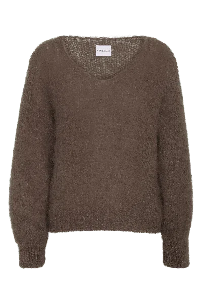 Americandreams Women's Milana Ls Mohair Knit Dark Brown