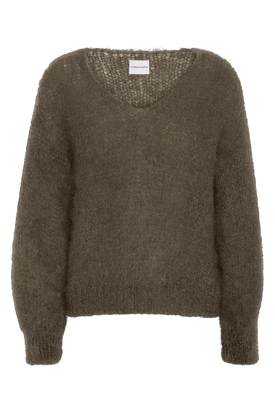 Americandreams Women's Neutrals Milana Ls Mohair Knit Dark Taupe