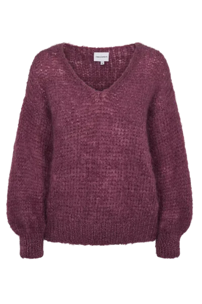 Americandreams Women's Red Milana Ls Mohair Knit Bordeaux