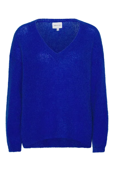 Americandreams Women's Silja V Neck Knit Electric Blue