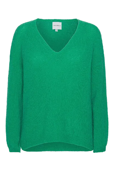 Americandreams Women's Silja V Neck Knit Emerald Green
