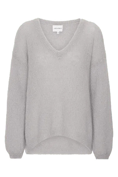 Americandreams Women's Silja V Neck Knit Light Grey