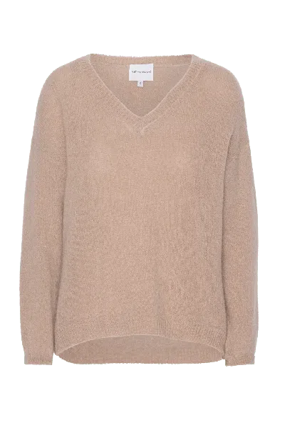 Americandreams Women's Silja V Neck Knit Medium Brown