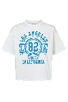 Americandreams Women's T-shirt Cropped White La California Cotton Tee W/sky Blue Letters