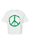 Americandreams Women's T-shirt Cropped White Peace Cotton Tee W/ Green Letters