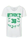 Americandreams Women's T-shirt White 38 East Authentic Cotton Tee W/green Letters