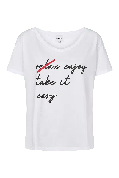Americandreams Women's T-shirt White Enjoy Take It Easy Black Letters