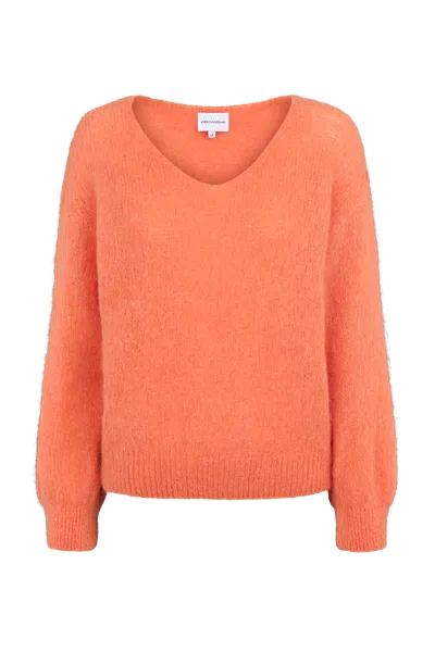 Americandreams Women's Yellow / Orange Milana Ls Alpaca Pullover Burnt Orange