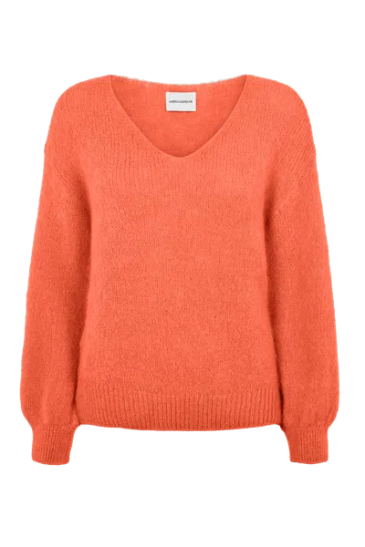 Americandreams Women's Yellow / Orange Milana Ls Alpaca Pullover Salmon