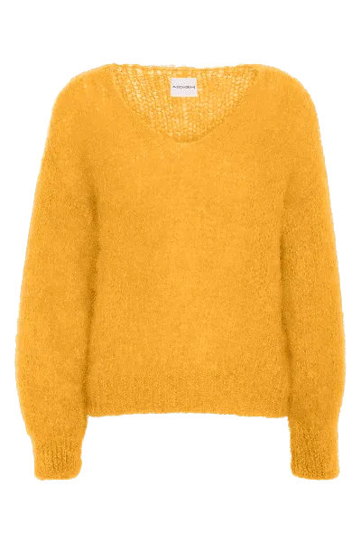 Americandreams Women's Yellow / Orange Milana Ls Mohair Knit Burnt Yellow