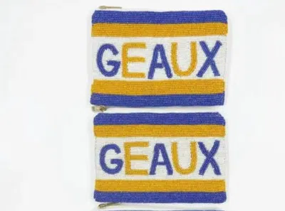 Ameslayne Lsu Geaux Tigers Harper Beaded Coin Purse In Yellow Gold