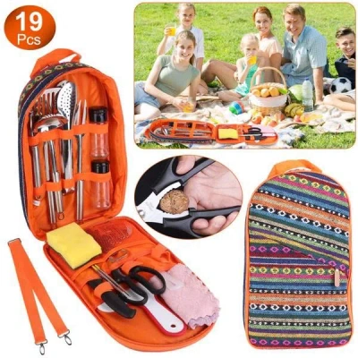 Amexin Joy 19pcs Camping Cooking Utensil Kit Portable Picnic Cookware Outdoor Kitchen Equipment Gear Campfire B In Multi