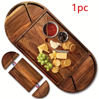 Amexin Joy 1pc Extra Large 26" X 13" Magnetic Acacia Wood Charcuterie Board With Handles, Perfect For Housewarm In Brown