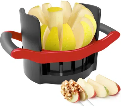 Amexin Joy 5.12 - Inch Large Apple Slicer, Cut 12 Thin Slices All The Way Through, Heavy - Duty Stainless Steel In Black
