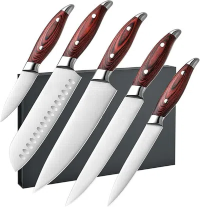 Amexin Joy 5-piece Kitchen Knife Set High Carbon Stainless Steel In Brown
