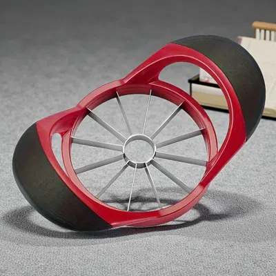 Amexin Joy Apple Slicer Corer, Stainless Steel Upgrade 12 Sharp Apple Slicer Large, Ergonomic Plastic Handle No In Black