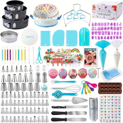 Amexin Joy Cake Decorating Kit, 655 Pieces Of Decorations, Including 3 Springform Pan Covers, Icing Nozzle, Rot In Multi