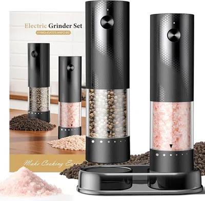 Amexin Joy Electric Salt And Pepper Grinder Set - Rechargeable Automatic Salt And Pepper Shakers, Kitchen Appli In Black