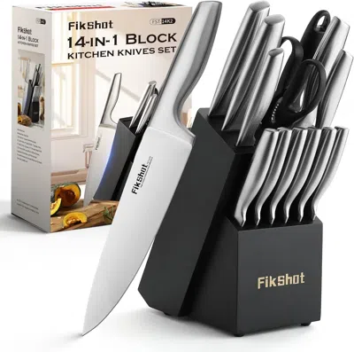 Amexin Joy Kitchen Knife Set, Premium Stainless Steel Knife Block Set, In Black