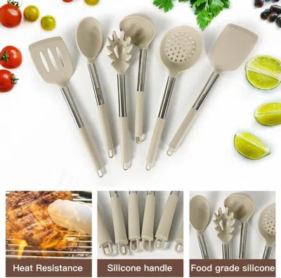 Amexin Joy Kitchen Utensils Set-silicone Cooking Utensils-33pcs Non-stick Silicone Cooking Kitchen Utensils Spa In Neutral