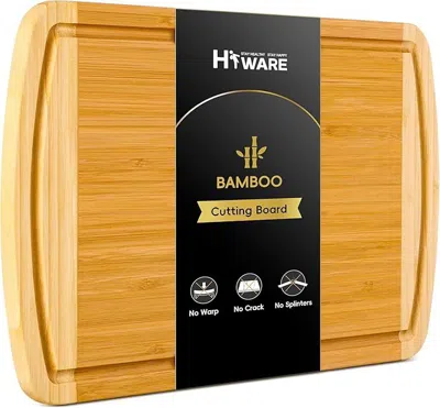 Amexin Joy Large Wooden Cutting Board For Kitchen Meal Prep & Serving - Bamboo Cutting Boards With Juice Groove In Brown
