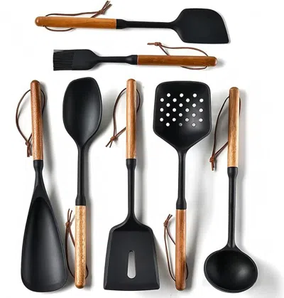 Amexin Joy Premium Silicone Cooking Utensils Set - Non-toxic, Heat-resistant Kitchen Utensils Set With Food-gra In Black