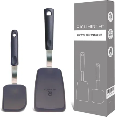 Amexin Joy Silicone Spatula Set Of 2 - 600°f Heat Resistant, Non-scratch & Bpa-free Flexible Turners With Hangi In Black