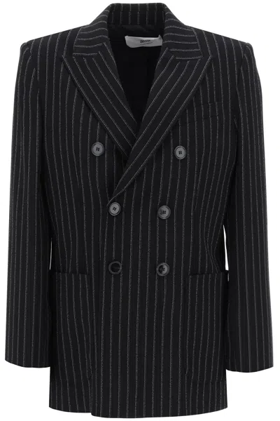 Ami Alexandre Matiussi Double-breasted Pinstripe In Black