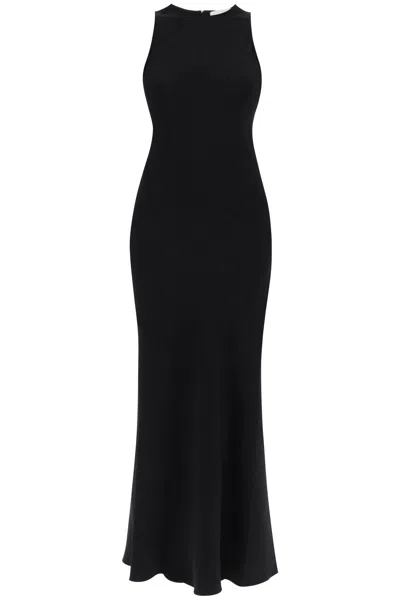 Ami Alexandre Matiussi Maxi Crepe Dress With Bias Cuts In Black