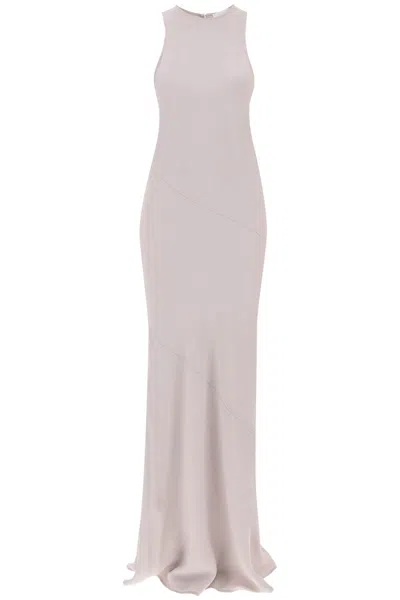 Ami Alexandre Matiussi Maxi Crepe Dress With Bias Cuts In Grey