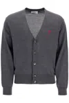 Ami Alexandre Mattiussi Extrafine Merino Wool Cardigan In Grey