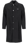 Ami Alexandre Mattiussi Ami Paris Black Coat With Classic Collar And Front Button Closure In Cotton Blend Man In Black