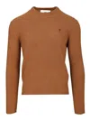 Ami Alexandre Mattiussi Ami De Coeur Sweater In Extrafine Wool And Silk In Brown