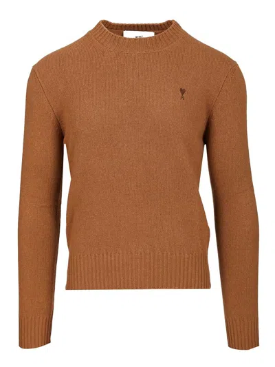 Ami Alexandre Mattiussi Cashmere Knit Sweater Noisette In Brown