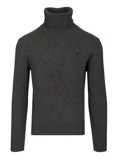 AMI ALEXANDRE MATTIUSSI -HKS831 CASHMERE KNITWEAR BLACK
