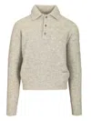 Ami Alexandre Mattiussi Ami Paris Grey Wool And Alpaca Polo Sweater Ami Paris In Gray