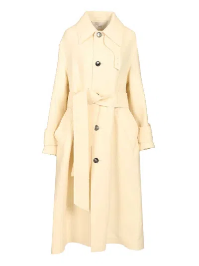 Ami Alexandre Mattiussi -mac Ceinture Coats Beige In Gold