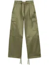 Ami Alexandre Mattiussi Green Cotton Satin Zipped Cargo Trousers Green In グリーン