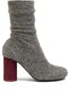 Ami Alexandre Mattiussi Black Mohair Knit Piano Ankle Boots Grey In Gray