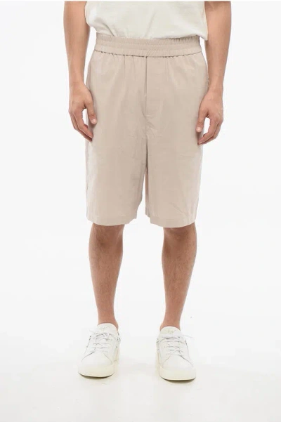 AMI ALEXANDRE MATTIUSSI 4-POCKETED COTTON SHORTS WITH ELASTIC WAISTBAND