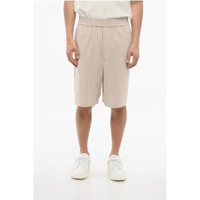 Ami Alexandre Mattiussi 4-pocketed Cotton Shorts With Elastic Waistband In Neutral