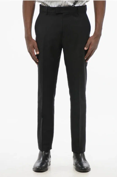 Ami Alexandre Mattiussi 4-pocketed Mohair Blend Pants With Belt Loops In Black