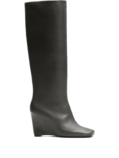 Ami Alexandre Mattiussi 90mm Two-tone Knee-high Boots In Gray