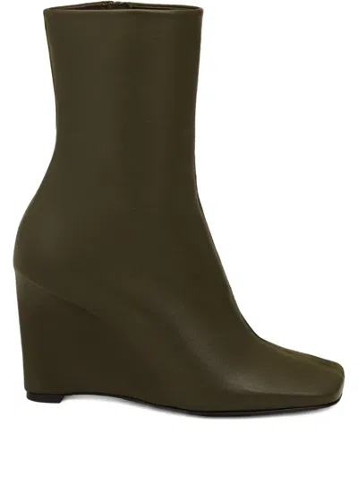 Ami Alexandre Mattiussi 90mm Wedge Leather Boots In Brown