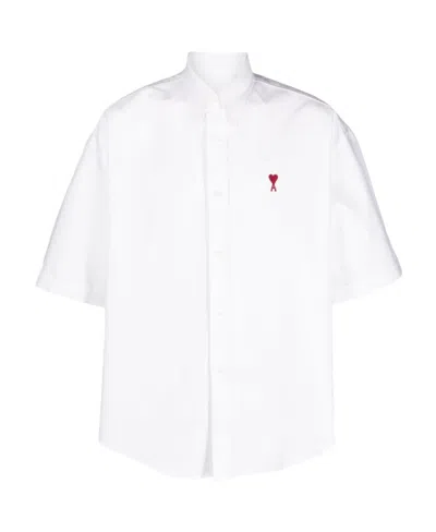 AMI ALEXANDRE MATTIUSSI AMI PARIS AMI DE COEUR LOGO EMBROIDERED SHIRT