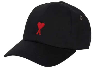 Pre-owned Ami Alexandre Mattiussi Adc 6 Panel Embroidery Cap In Black